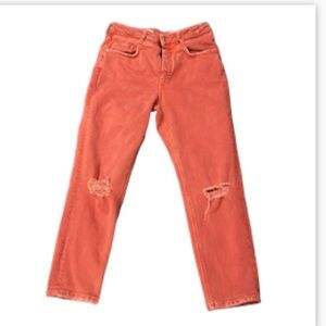 Pilcro and the Letterpress High Rise Slim Distressed Coral Jeans Size 30